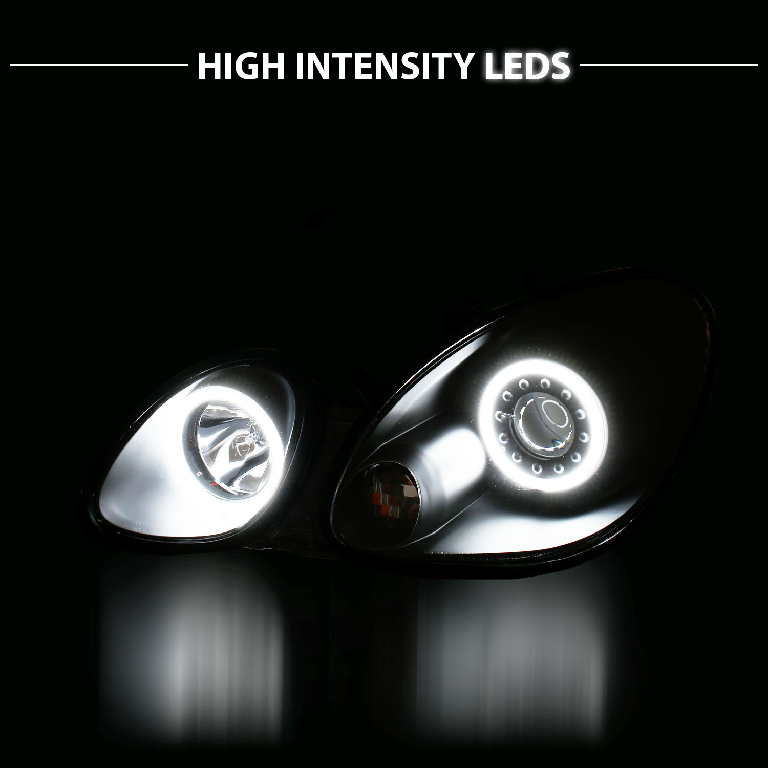 [LED Halo]For 19982005 Lexus GS300 GS400 GS430 4DR Projector Black